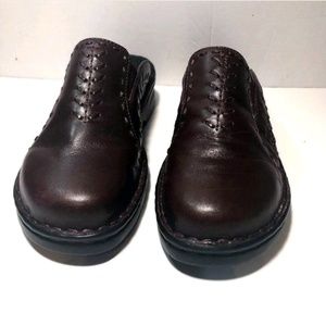 Clarks Brown leather Womens Mules Sz 5 in (S9)